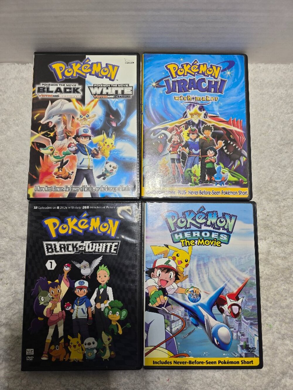 Pokemon Black & White, Heroes Movie, Black & White Movie & Jirachi DVD Bundle